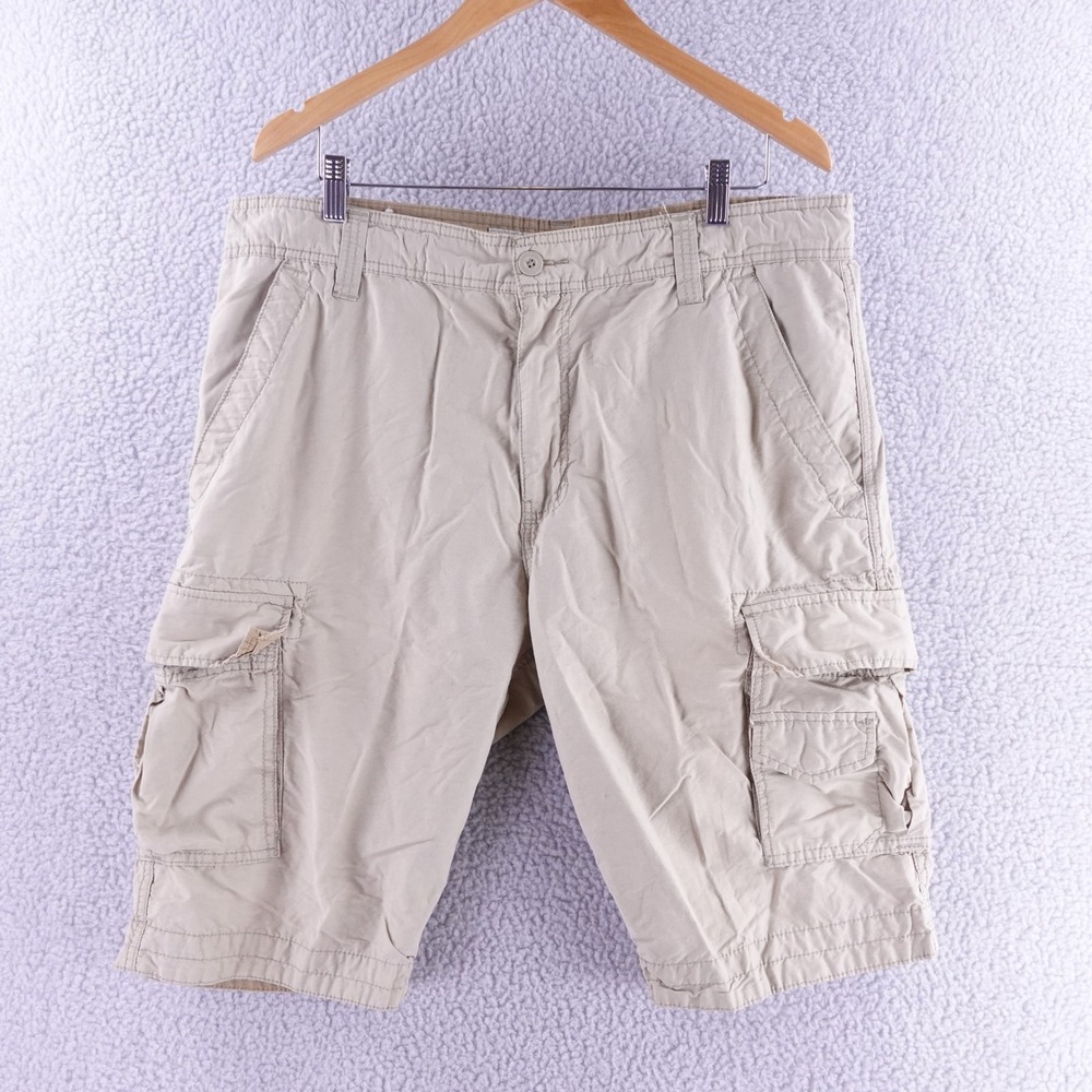 WearFirst Transcoast USA Mens Tan Khaki Cargo Shorts Size 38 Y2K Baggy